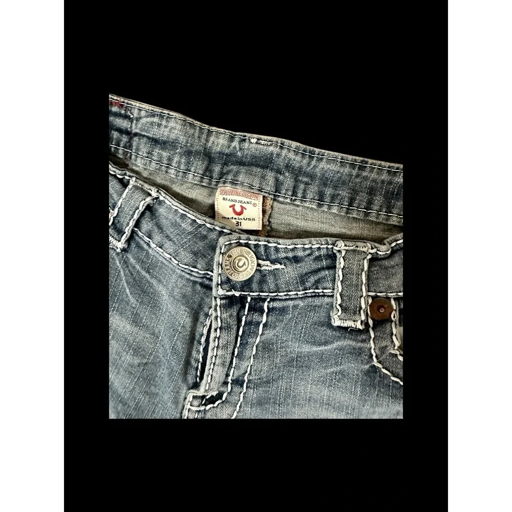 True Religion Billy Super T Womens‎ 29x29 Blue Jeans Distressed U.S.A *Hole